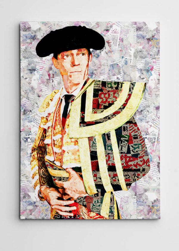Cuadro moderno de Borja Jiménez con traje de luces en composición artística contemporánea, cuadros modernos de toreros, arte en sevilla