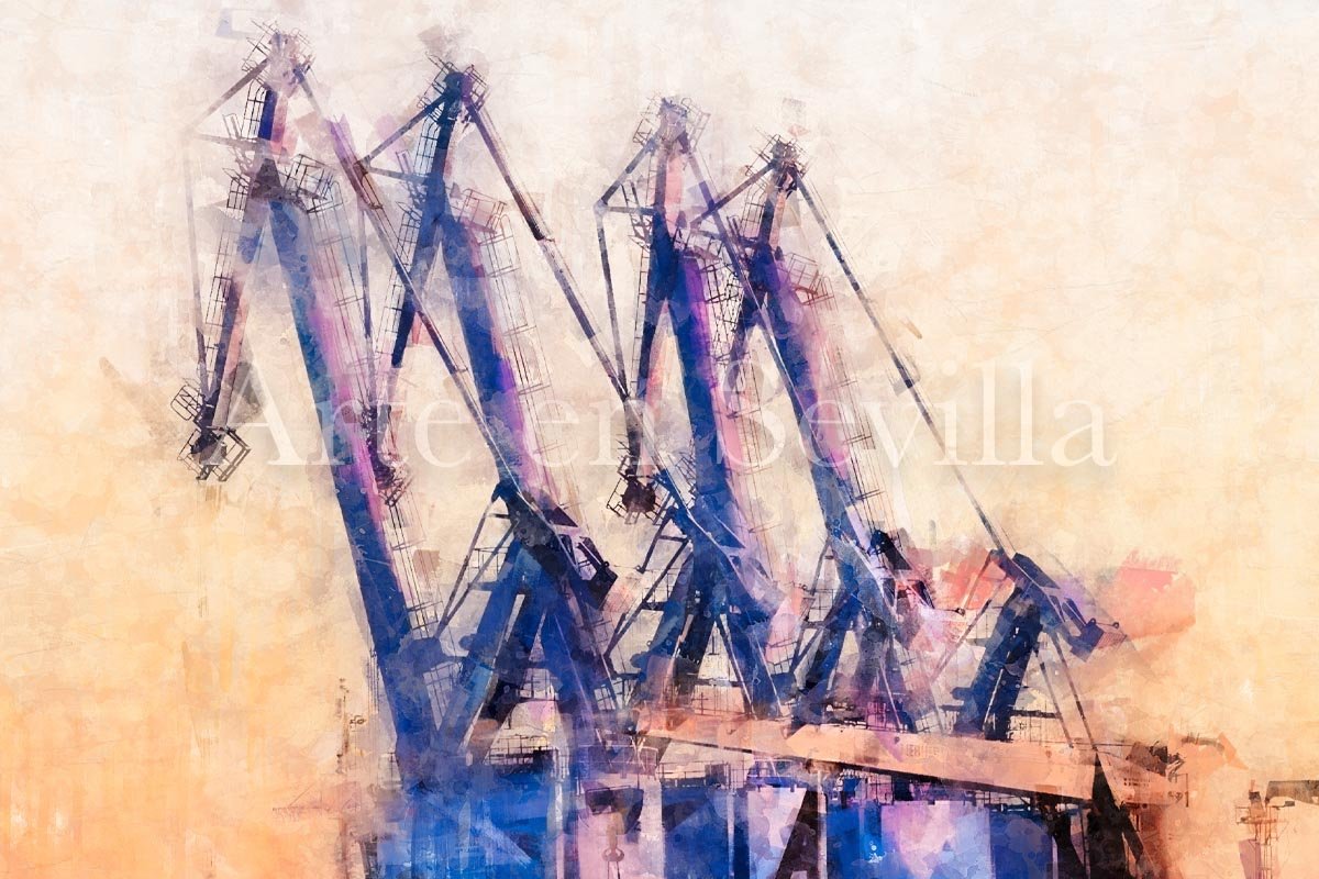 Cuadro Gruas del puerto de Sevilla - Imagen 6