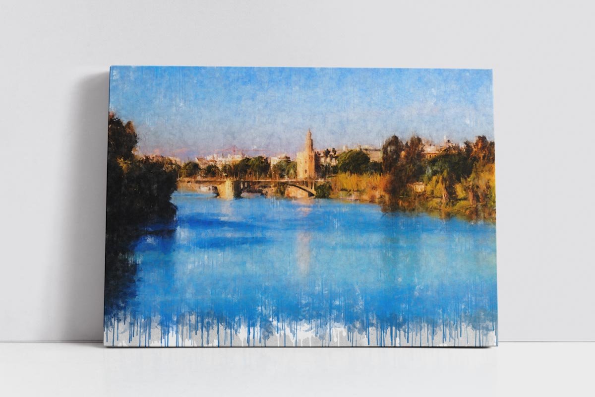 Cuadro Puente de San Telmo y Torre del Oro de Sevilla - Imagen 3