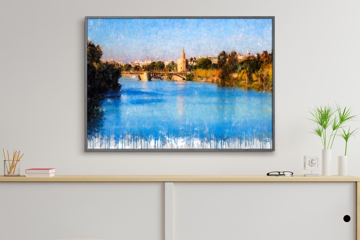 Cuadro Puente de San Telmo y Torre del Oro de Sevilla - Imagen 4