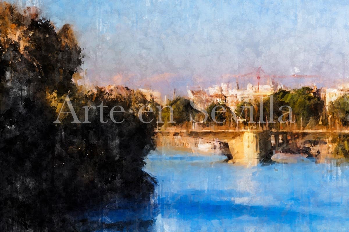 Cuadro Puente de San Telmo y Torre del Oro de Sevilla - Imagen 7