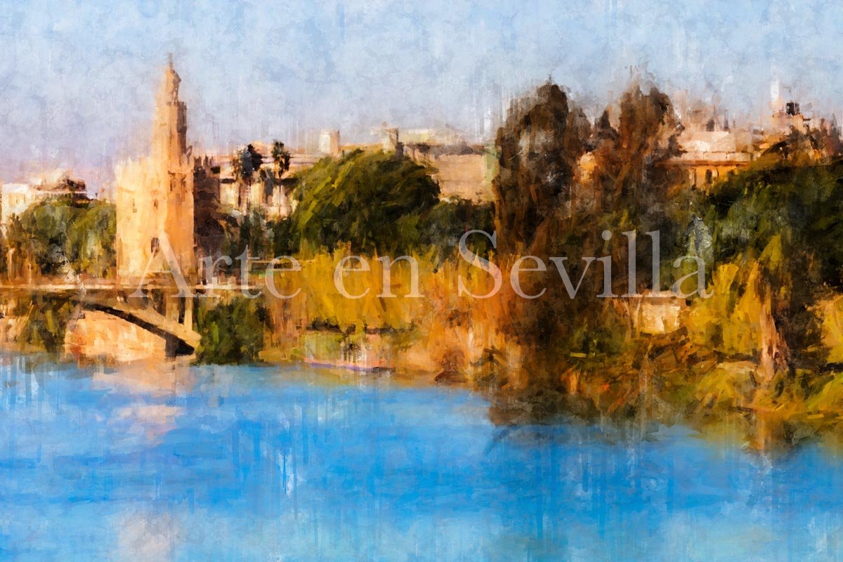 Cuadro Puente de San Telmo y Torre del Oro de Sevilla - Imagen 6