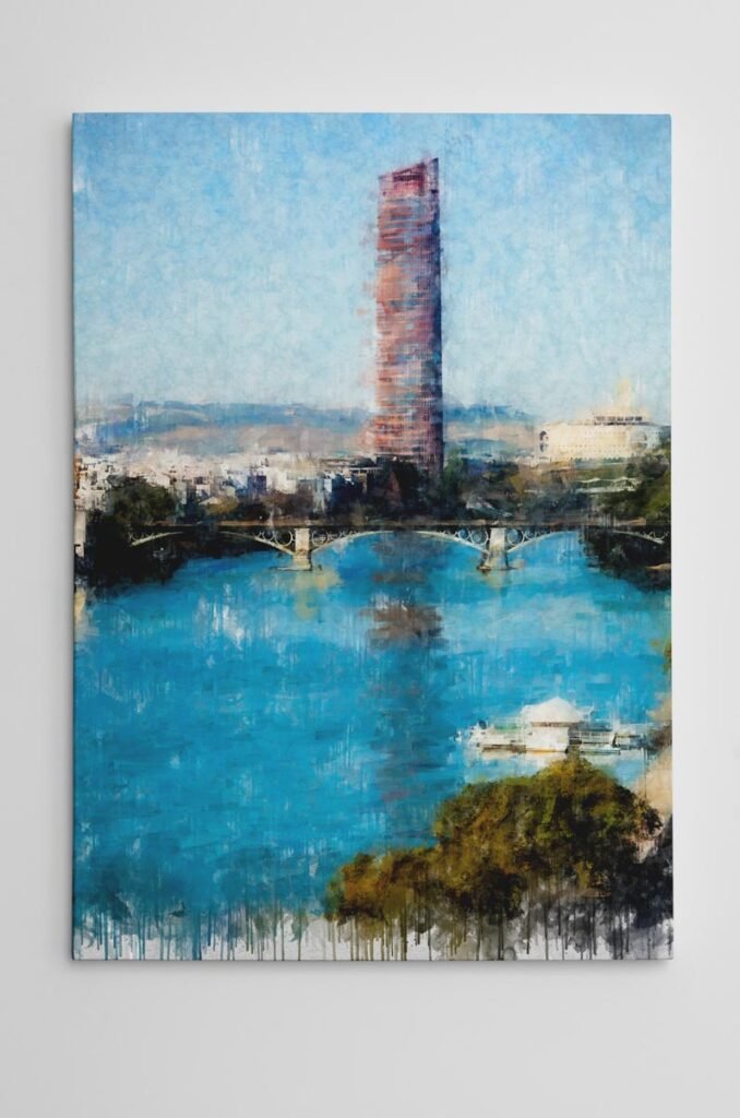 Cuadro Puente de Triana y Torre Pelli de Sevilla
