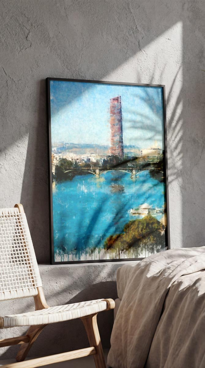 Cuadro Puente de Triana y Torre Pelli de Sevilla - Imagen 8