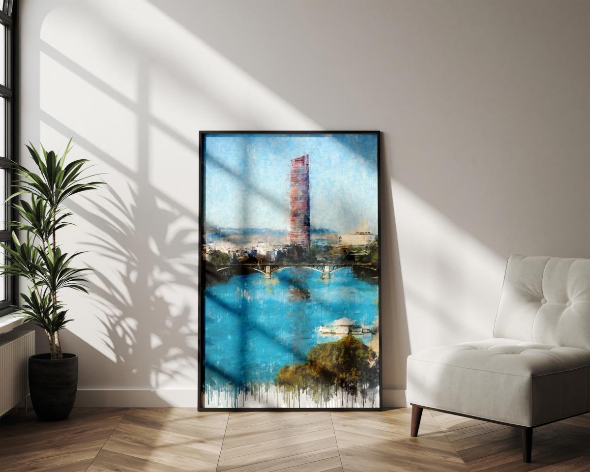 Cuadro Puente de Triana y Torre Pelli de Sevilla - Imagen 7