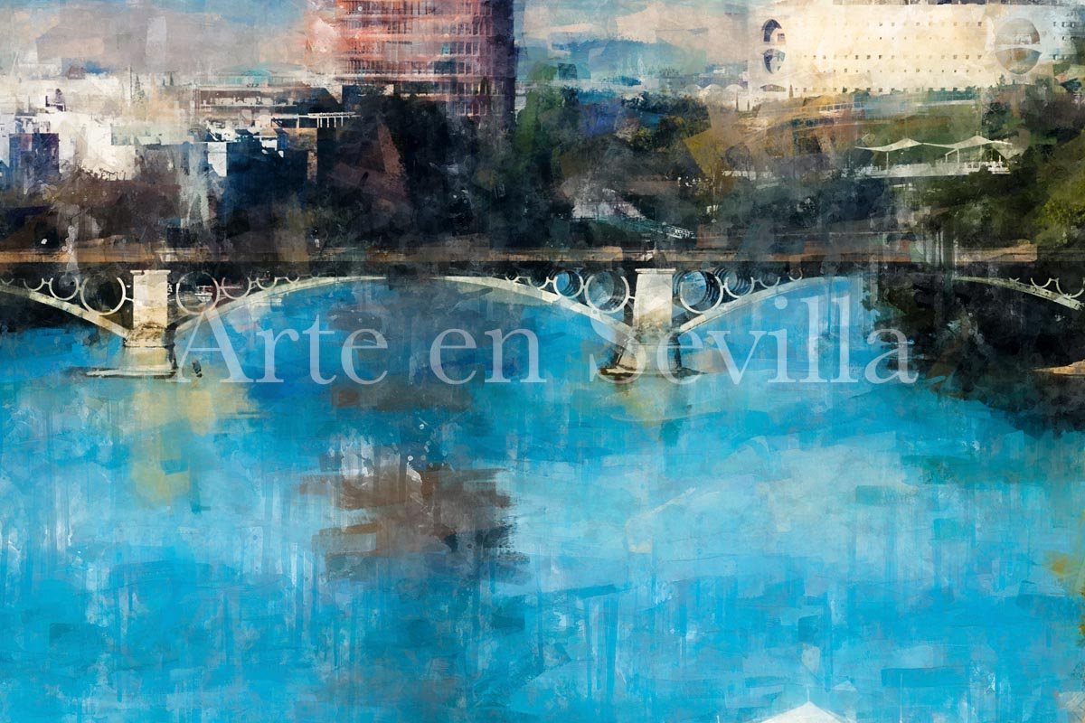 Cuadro Puente de Triana y Torre Pelli de Sevilla - Imagen 5