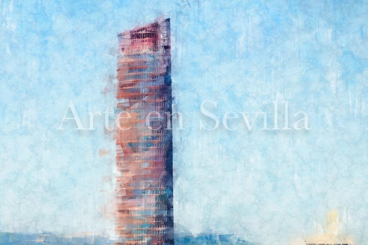 Cuadro Puente de Triana y Torre Pelli de Sevilla - Imagen 4